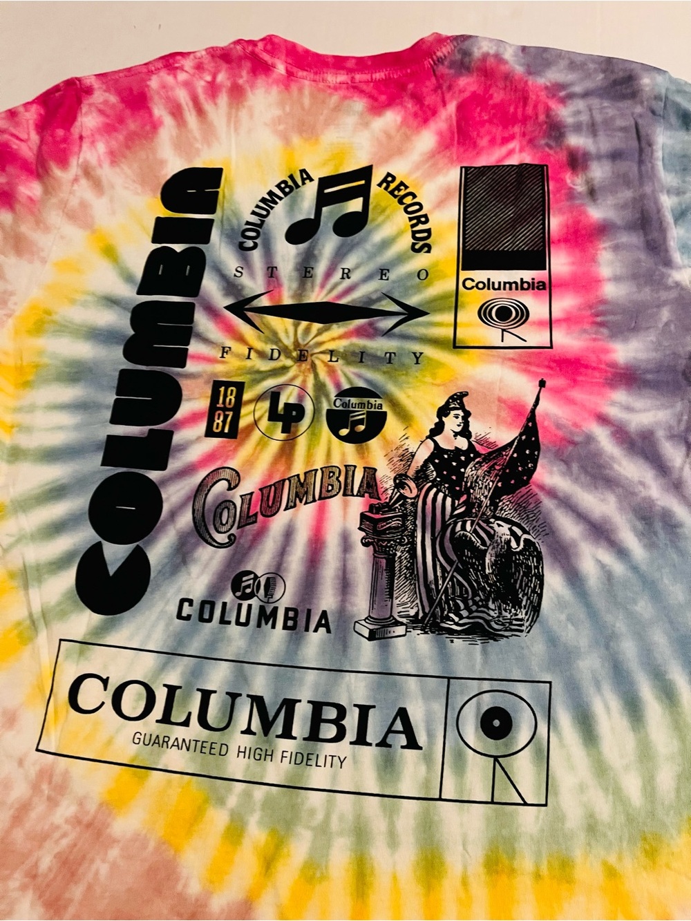 NEW Columbia Records Music Label Tie Dye Colorful T-Shirt MEDIUM Sony Album CD